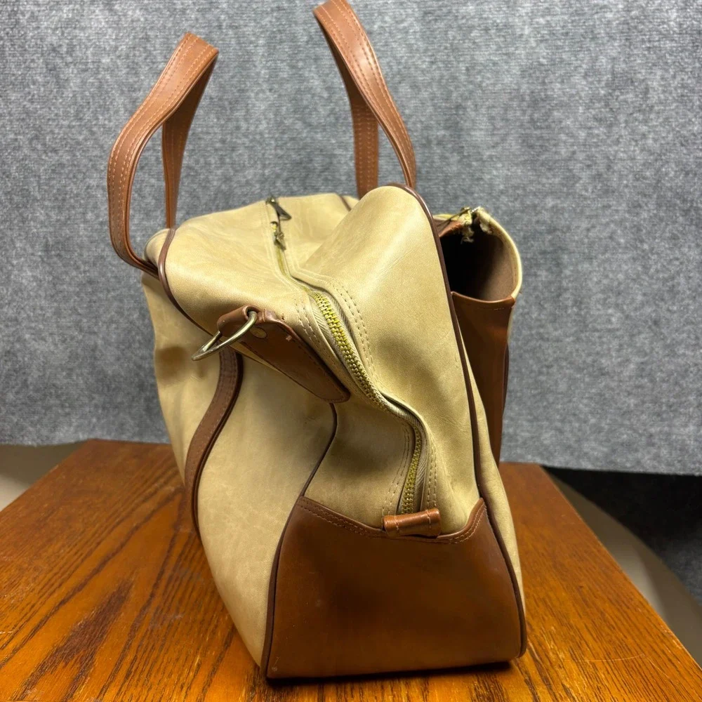Vintage Carnaby Tennis Bag Racket Carrier Tan Brown Faux Leather Retro Sports